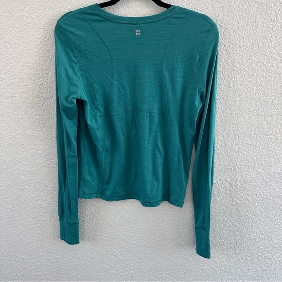 Sweaty Betty Teal Long Sleeve Performance Top Thumbholes Size 8 - Picture 3 of 8